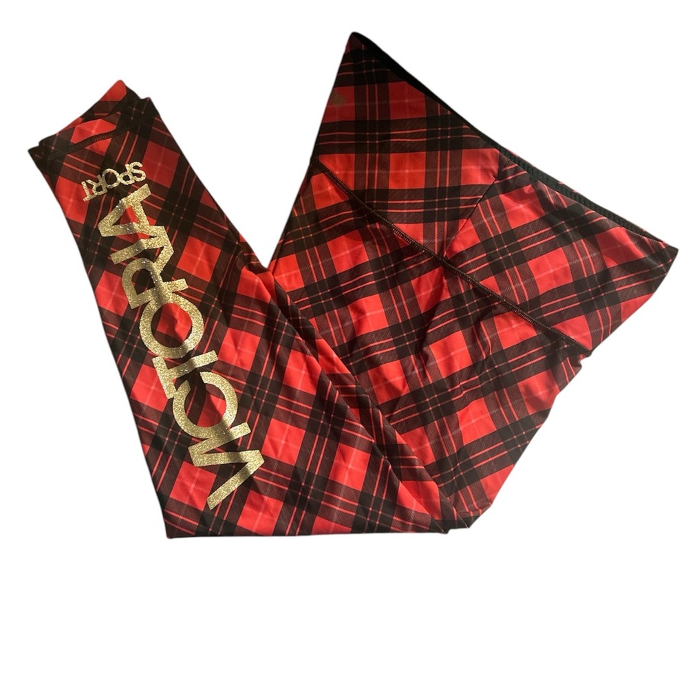 Victoria’s Secret Sport Happy Plaid Print Printed Leggings Size L